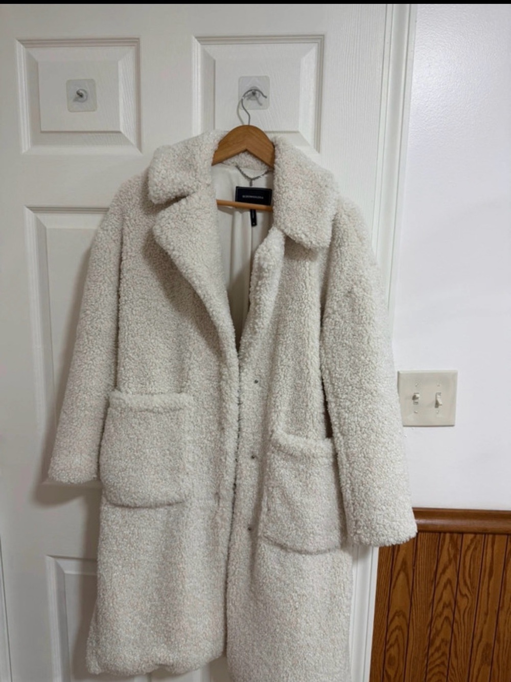 BCBGMaxAzria Cream Teddy Faux-Shearling Coat